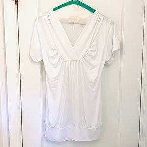 White v-neck blousey tee. NWOT